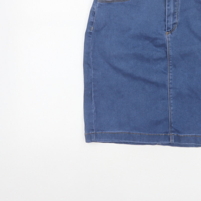 Missguided Women Blue UK 10 Tall Denim High Rise Pencil Skirt