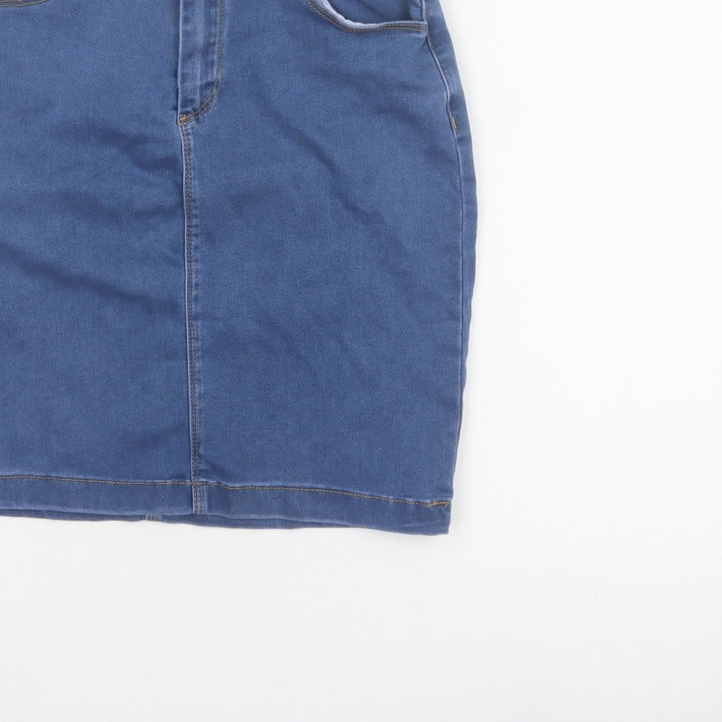Missguided Women Blue UK 10 Tall Denim High Rise Pencil Skirt