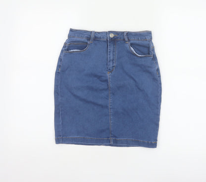 Missguided Women Blue UK 10 Tall Denim High Rise Pencil Skirt