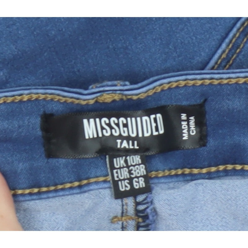 Missguided Women Blue UK 10 Tall Denim High Rise Pencil Skirt
