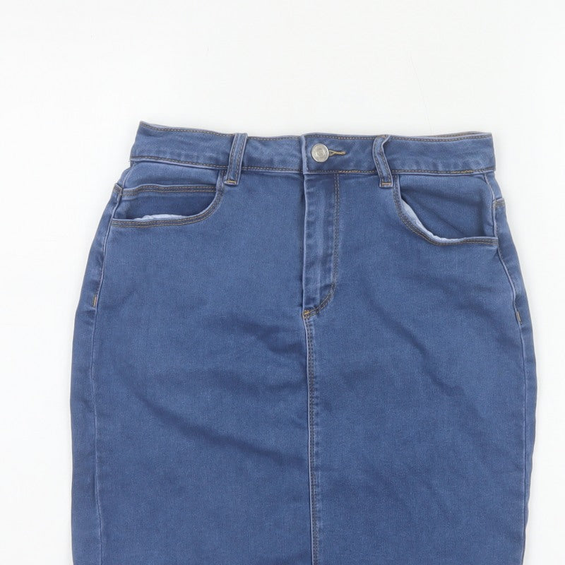 Missguided Women Blue UK 10 Tall Denim High Rise Pencil Skirt