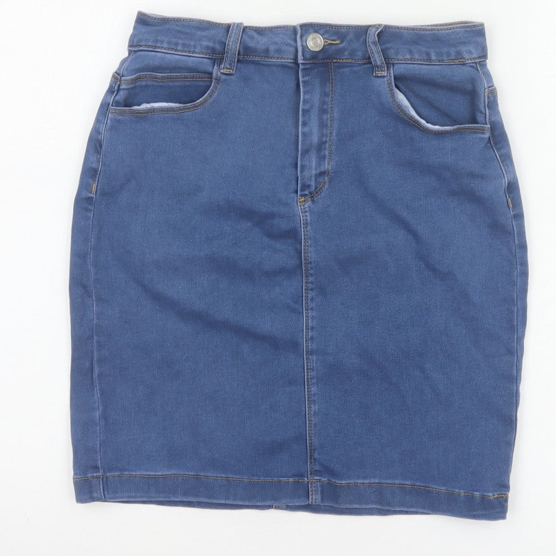 Missguided Women Blue UK 10 Tall Denim High Rise Pencil Skirt