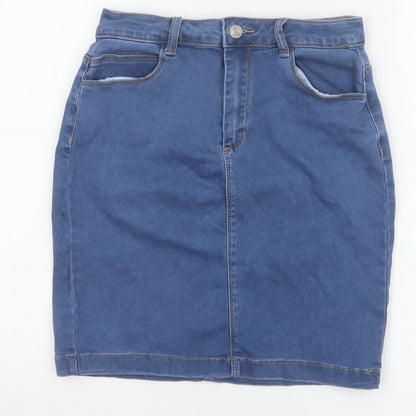 Missguided Women Blue UK 10 Tall Denim High Rise Pencil Skirt