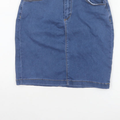 Missguided Women Blue UK 10 Tall Denim High Rise Pencil Skirt