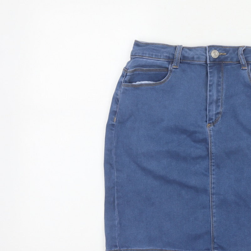 Missguided Women Blue UK 10 Tall Denim High Rise Pencil Skirt