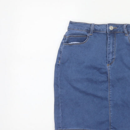 Missguided Women Blue UK 10 Tall Denim High Rise Pencil Skirt