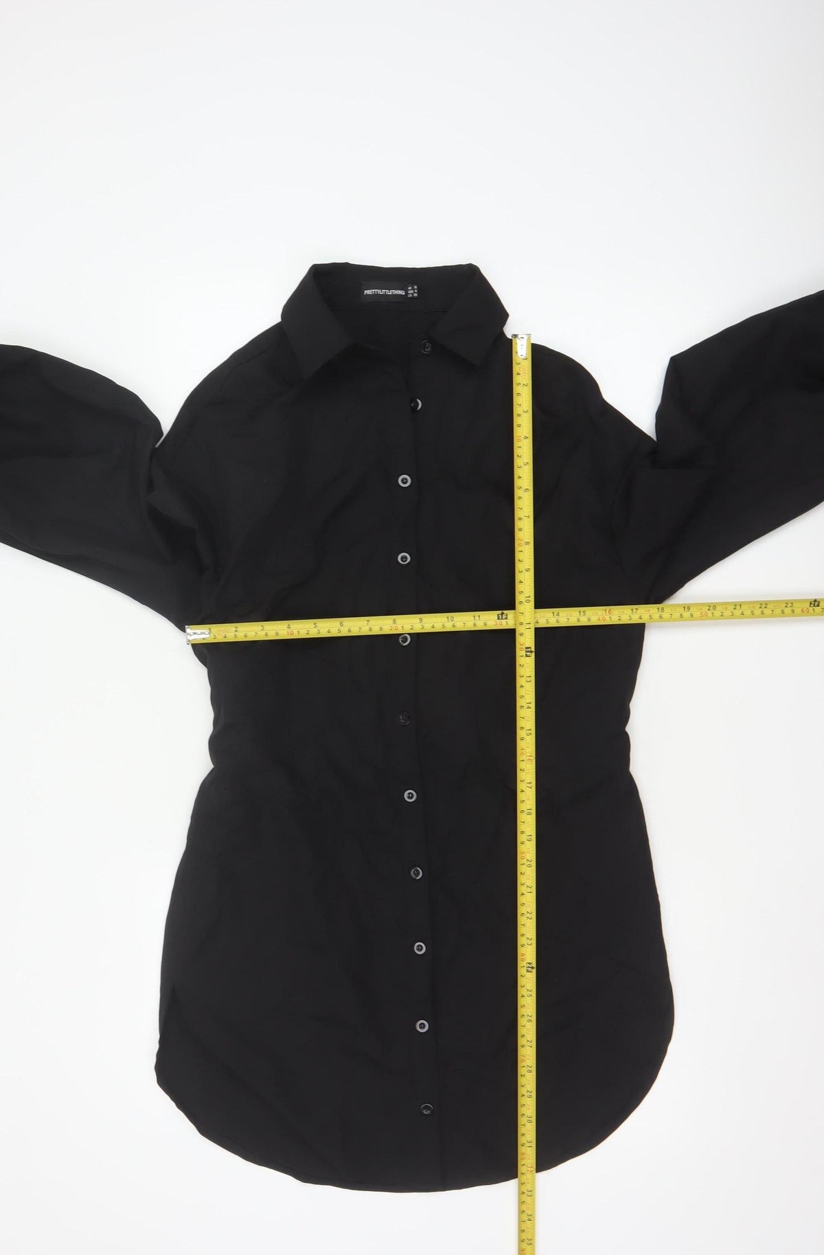 PRETTYLITTLETHING Women Black UK 8 Shirt Dress Balloon Sleeve Belted