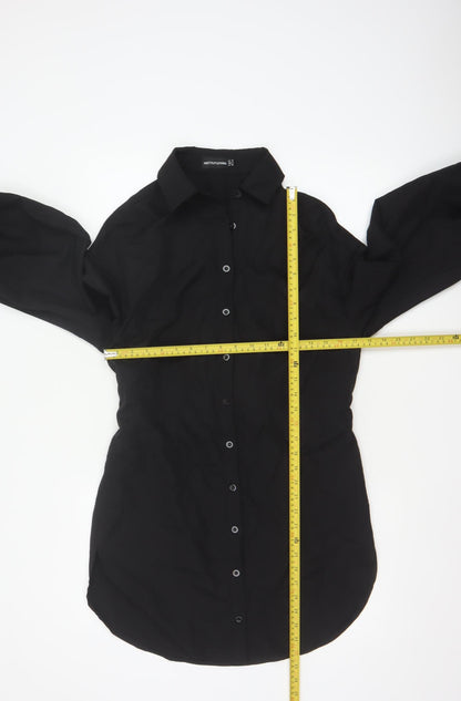 PRETTYLITTLETHING Women Black UK 8 Shirt Dress Balloon Sleeve Belted