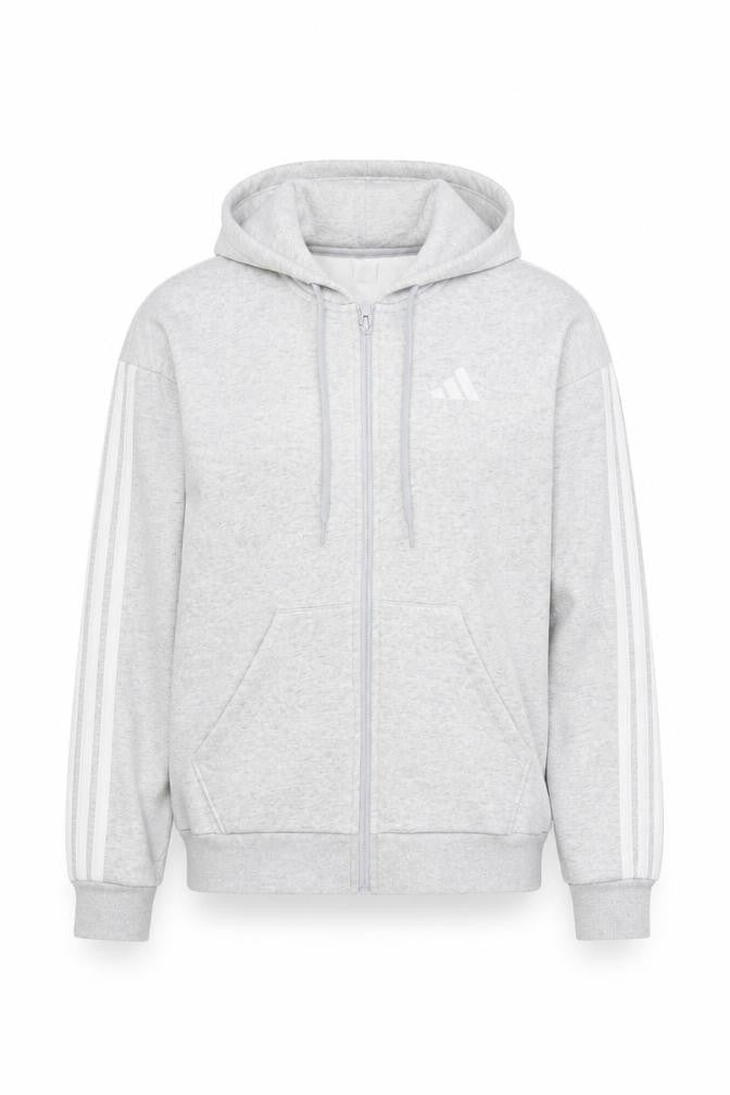 Front view of Adidas Women’s Grey XS Full Zip Hooded Logo Hoodie