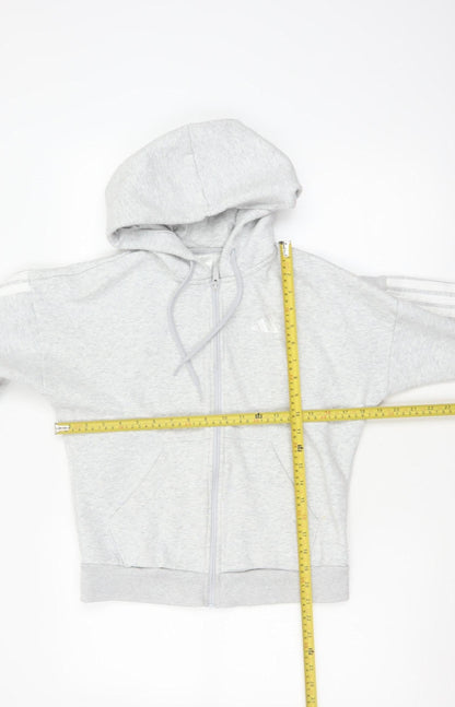 Back view of Adidas Women’s Grey XS Full Zip Hooded Logo Hoodie