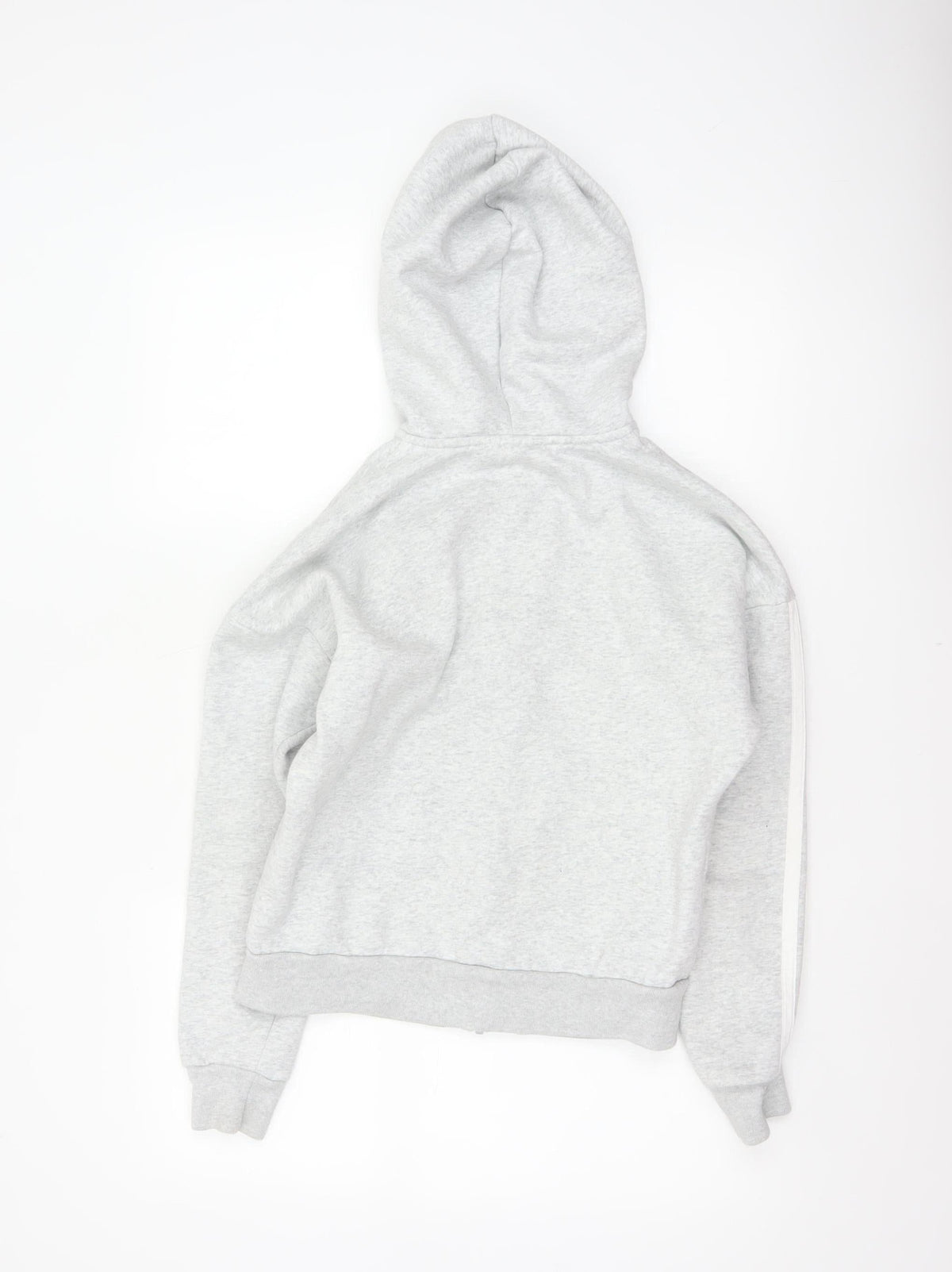Close-up detail of Adidas Women’s Grey XS Full Zip Hooded Logo Hoodie