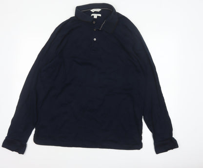 Autograph Mens Blue XL Supima Cotton Long Sleeve Polo Shirt
