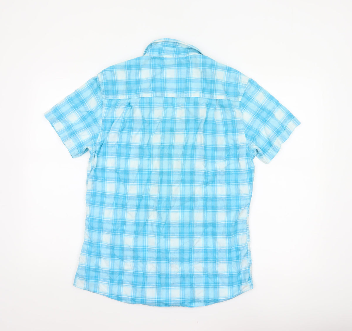 Blackpoint Men’s Blue Check Cotton Short Sleeve Button-Up Shirt M