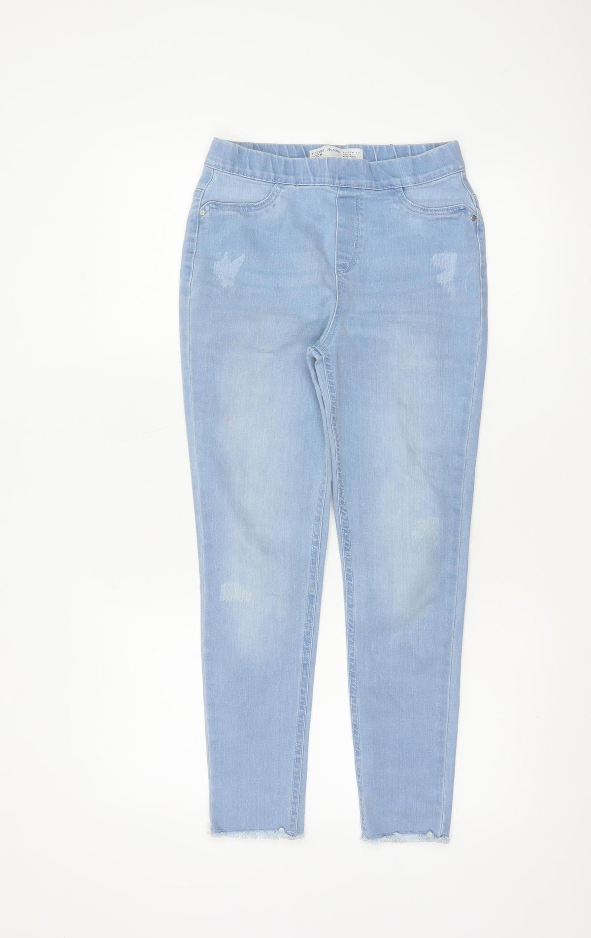 Front view of Denim Co girls’ blue jegging jeans 11-12 years 152cm stretch ripped