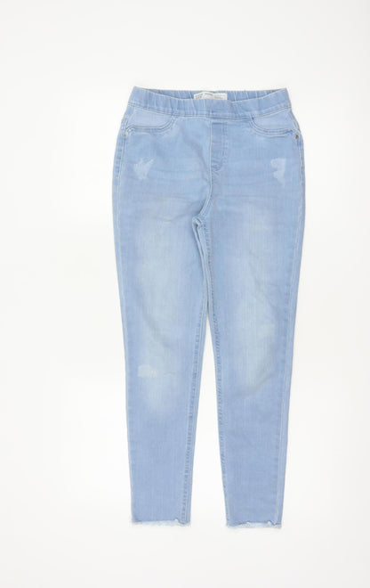 Front view of Denim Co girls’ blue jegging jeans 11-12 years 152cm stretch ripped