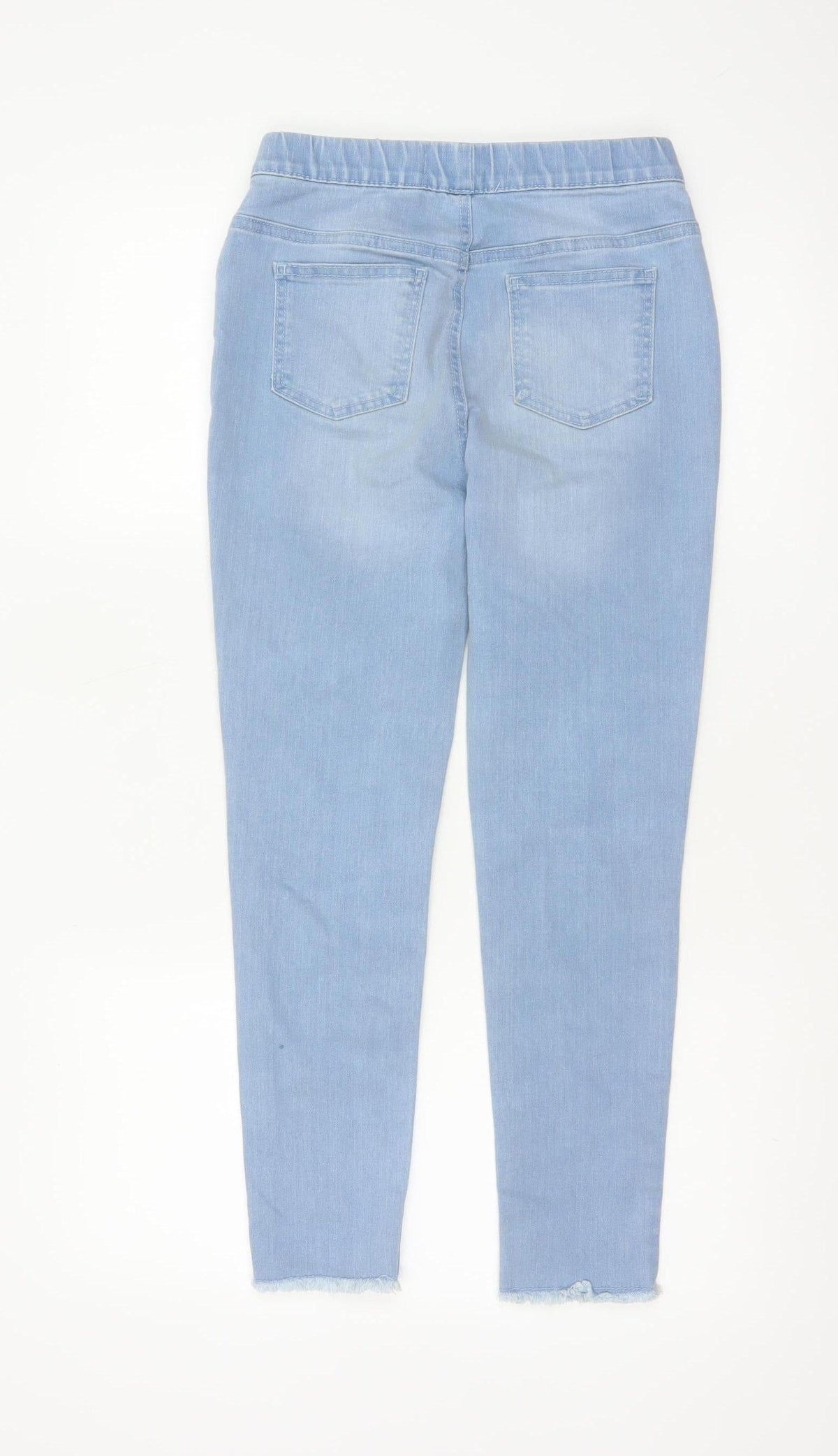 Close-up detail of Denim Co girls’ blue jegging jeans 11-12 years 152cm stretch ripped
