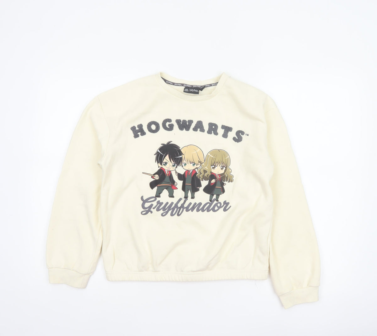 Front view of Harry Potter girls’ ivory 12-13 years gryffindor graphic pullover sweatshirt