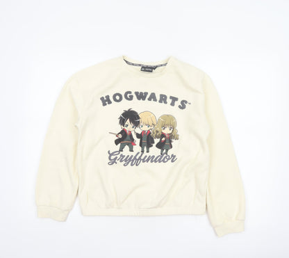 Front view of Harry Potter girls’ ivory 12-13 years gryffindor graphic pullover sweatshirt
