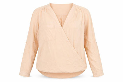 Next Women Pink UK 16 Wrap V-Neck Long Sleeve Lyocell Blouse