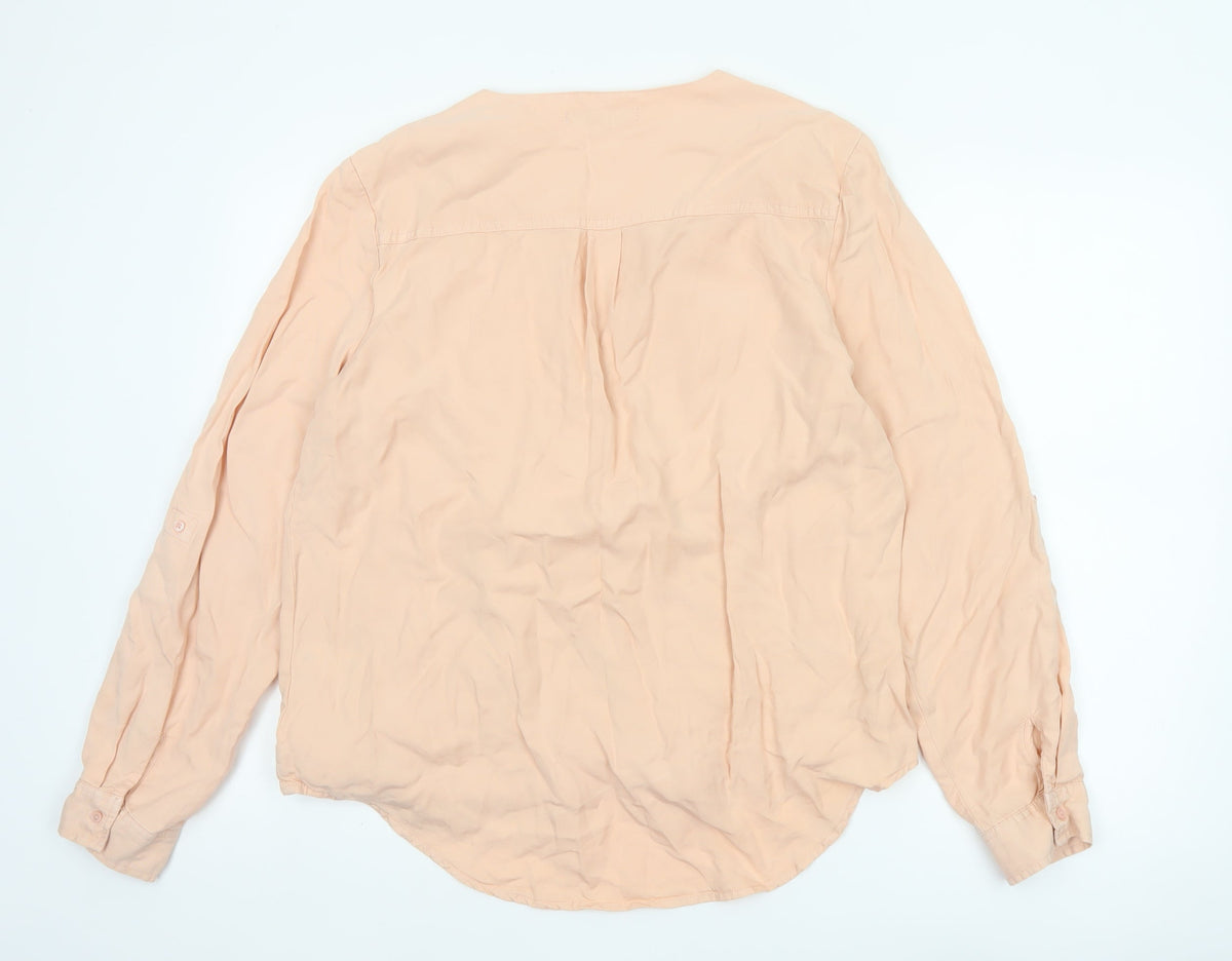 Next Women Pink UK 16 Wrap V-Neck Long Sleeve Lyocell Blouse