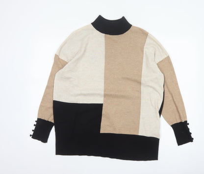 Wallis Women’s Multicoloured UK 12 Colour Block Mock Neck Jumper