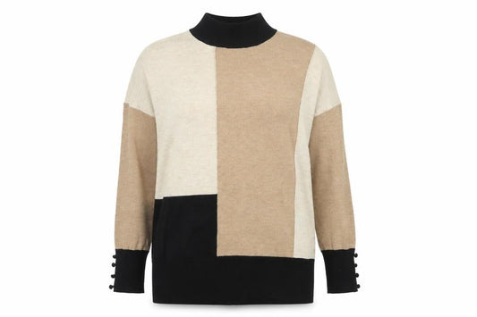 Wallis Women’s Multicoloured UK 12 Colour Block Mock Neck Jumper