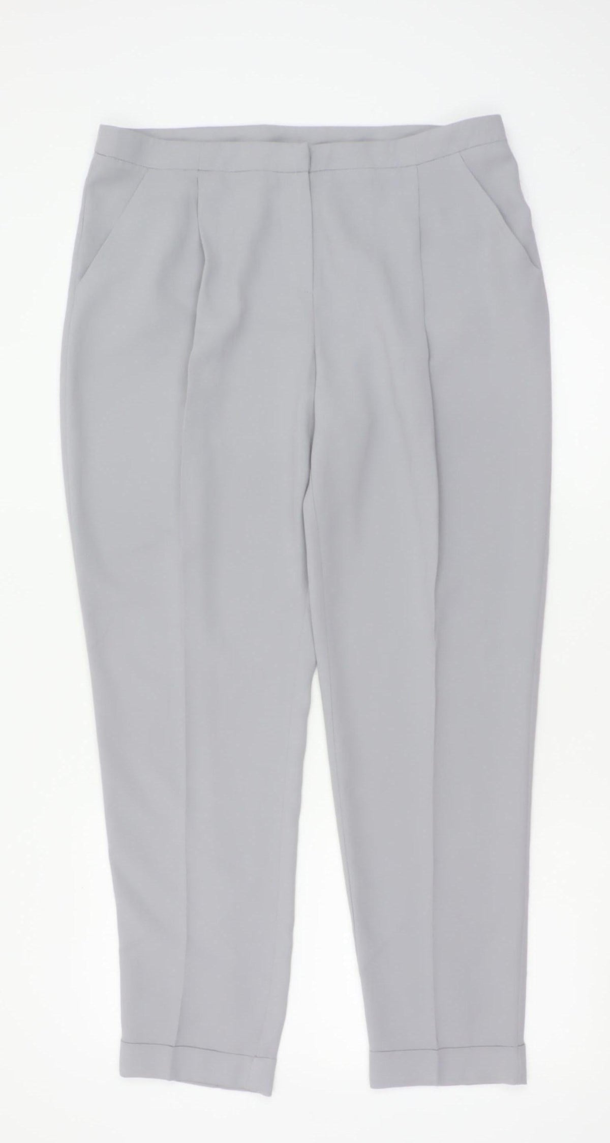 Additional front view of Dorothy Perkins Women Grey UK 14 Tapered Cuffed Tailored Trousers