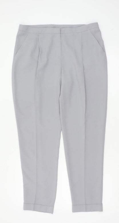 Additional front view of Dorothy Perkins Women Grey UK 14 Tapered Cuffed Tailored Trousers