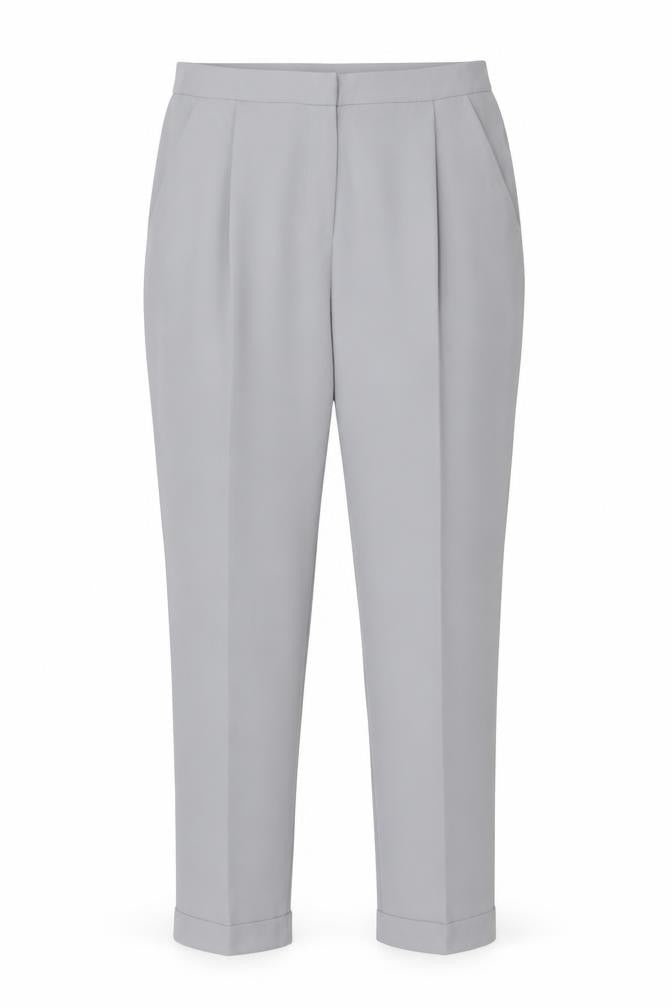 Front view of Dorothy Perkins Women Grey UK 14 Tapered Cuffed Tailored Trousers