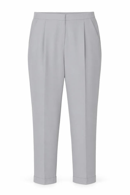 Front view of Dorothy Perkins Women Grey UK 14 Tapered Cuffed Tailored Trousers