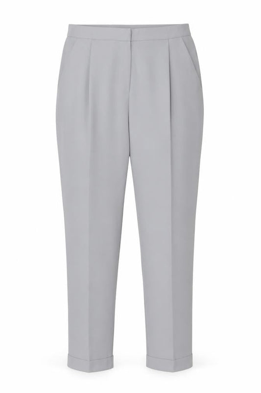 Dorothy Perkins Women Grey UK 14 Tapered Cuffed Tailored Trousers