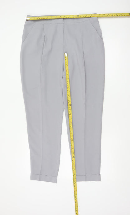 Back view of Dorothy Perkins Women Grey UK 14 Tapered Cuffed Tailored Trousers
