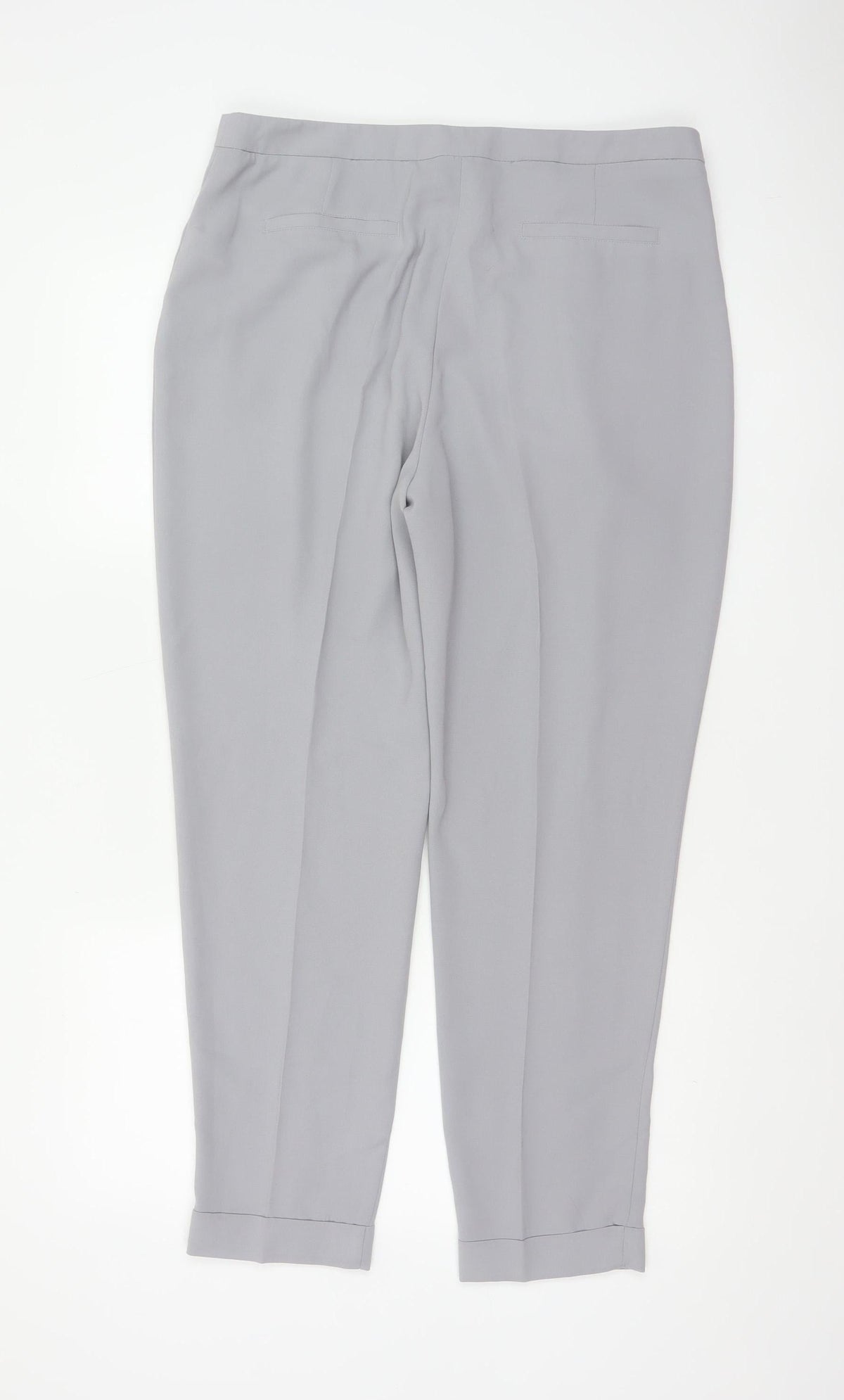 Close-up detail of Dorothy Perkins Women Grey UK 14 Tapered Cuffed Tailored Trousers