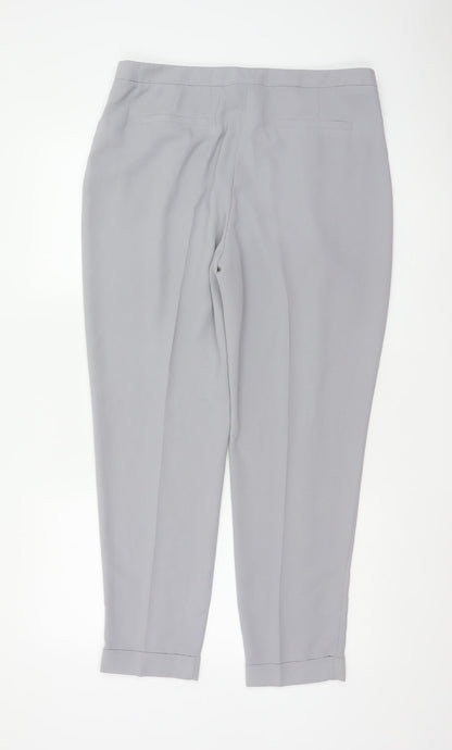 Close-up detail of Dorothy Perkins Women Grey UK 14 Tapered Cuffed Tailored Trousers