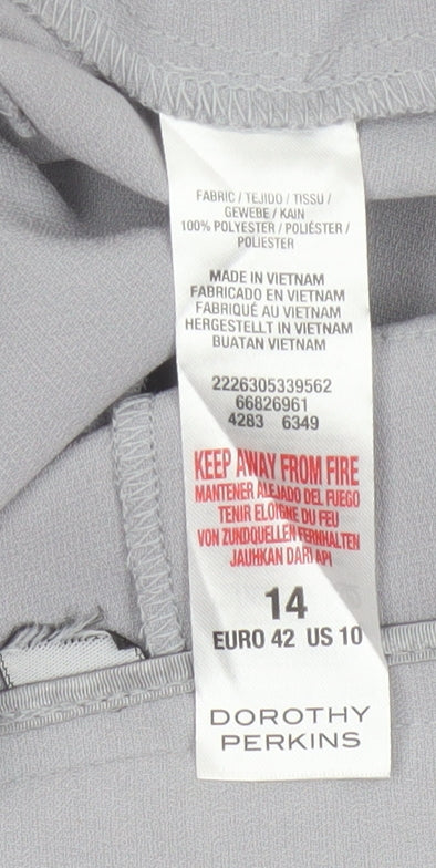 Brand and care label for Dorothy Perkins Women Grey UK 14 Tapered Cuffed Tailored Trousers