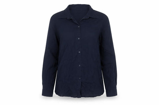 Front view of Massimo Dutti Women Blue UK 10 Lyocell Collared Button-Up Shirt