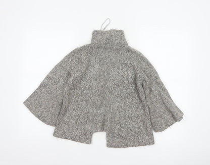 Nü Look Women’s Grey Size 10 Chunky Knit Cape High Neck Alpaca Blend