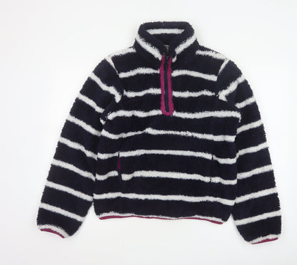 Mountain Warehouse Women Navy Stripe Fleece 1/4 Zip Sweatshirt UK 12