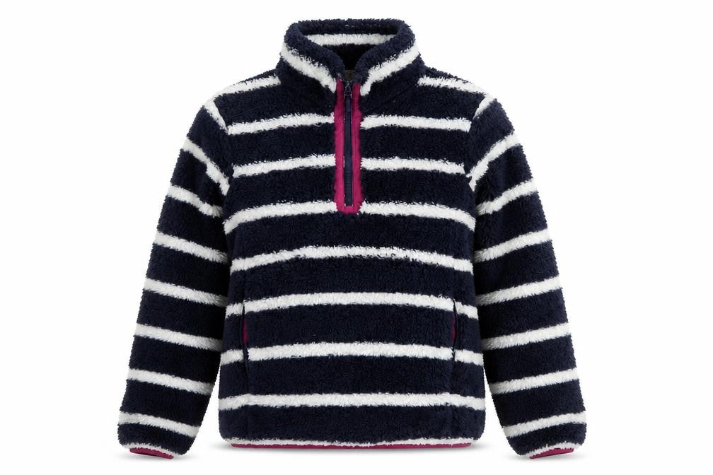 Mountain Warehouse Women Navy Stripe Fleece 1/4 Zip Sweatshirt UK 12