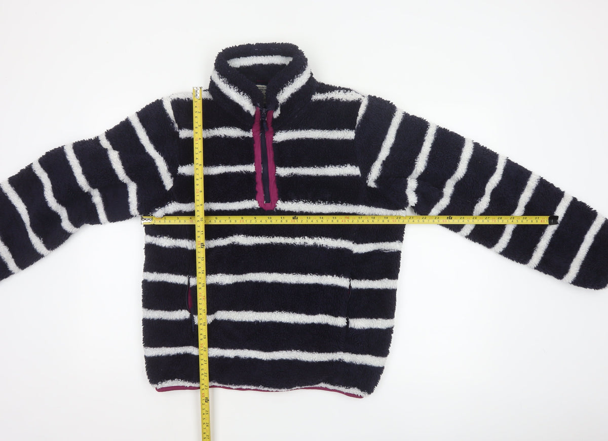 Mountain Warehouse Women Navy Stripe Fleece 1/4 Zip Sweatshirt UK 12