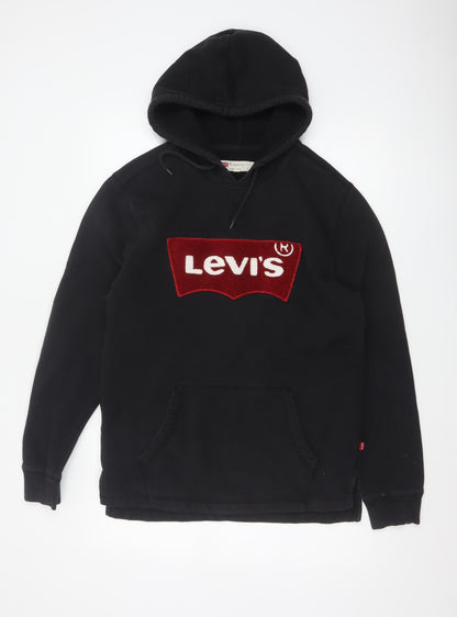 Levi's Men's Black M Pullover Hoodie Embroidered Logo Cotton Blend