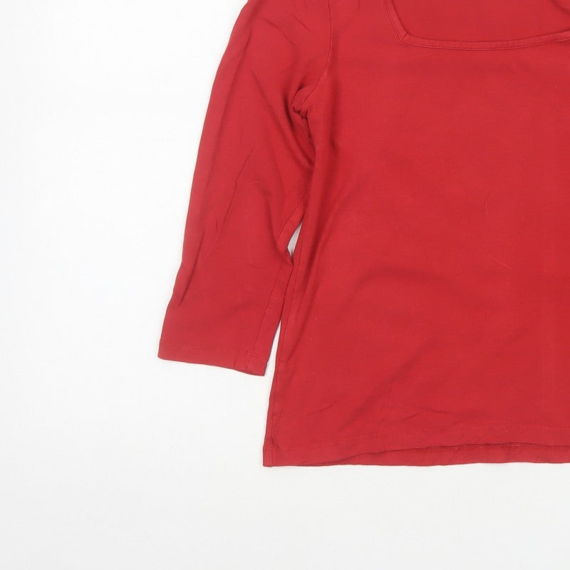 Paul Costelloe Dressage Women Red UK 10 Square Neck Jersey Top