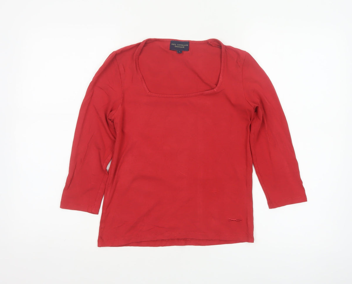 Paul Costelloe Dressage Women Red UK 10 Square Neck Jersey Top