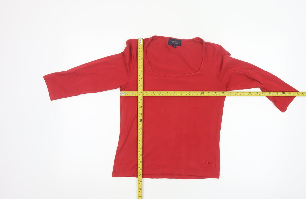 Paul Costelloe Dressage Women Red UK 10 Square Neck Jersey Top