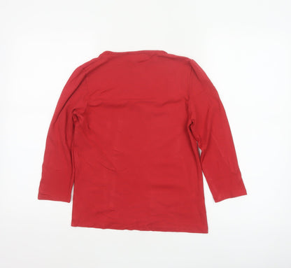 Paul Costelloe Dressage Women Red UK 10 Square Neck Jersey Top