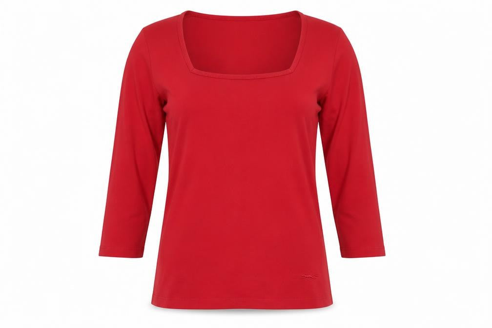 Paul Costelloe Dressage Women Red UK 10 Square Neck Jersey Top