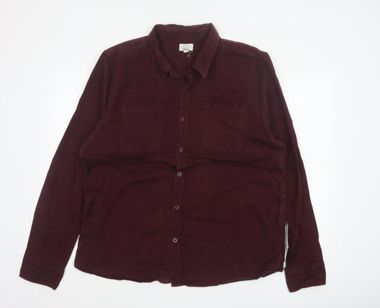 Mountain Warehouse Men’s Red XL Corduroy Button-Up Long Sleeve Shirt