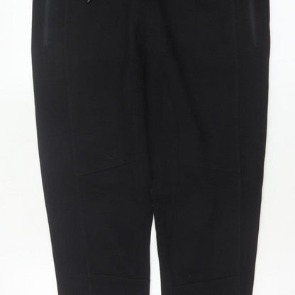 Zara Women Black L Tapered Jogger Trousers Drawstring Zip Pockets