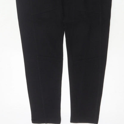 Zara Women Black L Tapered Jogger Trousers Drawstring Zip Pockets