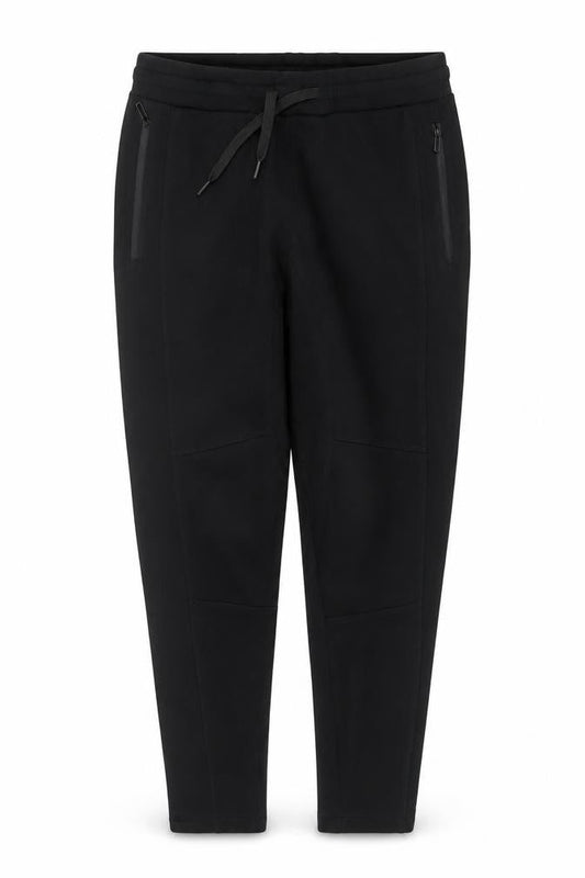 Zara Women Black L Tapered Jogger Trousers Drawstring Zip Pockets